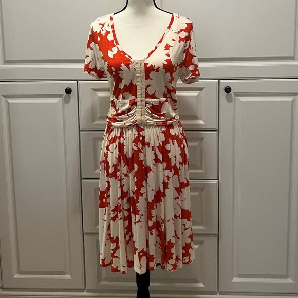 NWT Anthropologie Maeve Summer Breeze orange and white floral hook front dress - Picture 3 of 7